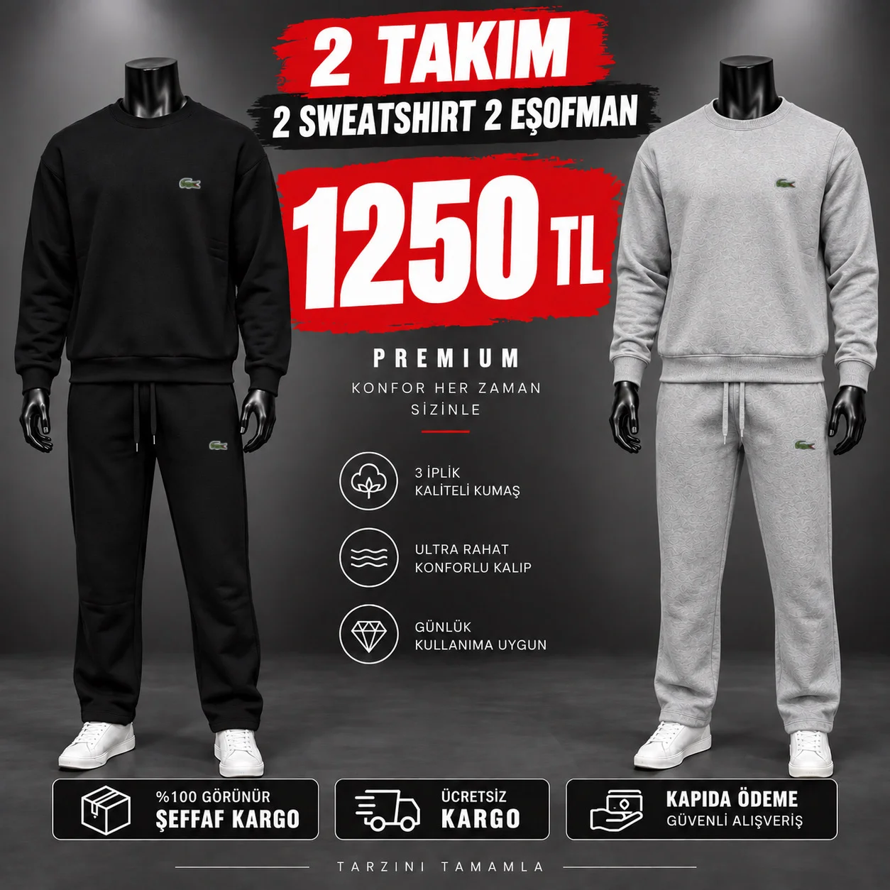 LC UZUNKOL - SİYAH VE GRİ TAKIM